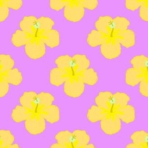 Yellow and Purple Hibiscus Pattern