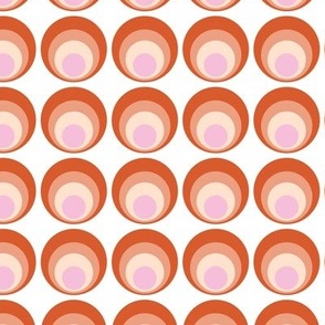Sixties disco bubbles - traditional retro wallpaper circles from the space age red orange pink