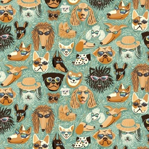 dogs on vacation with fancy sunglasses - medium scale -12"