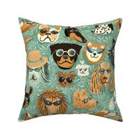 Dogs on vacation with fancy sunglasses - large scale 