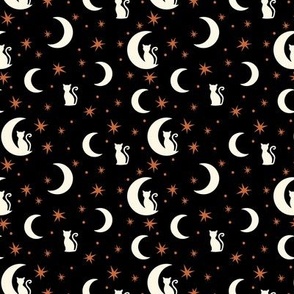 Black cats, moon and stars, Halloween , black 