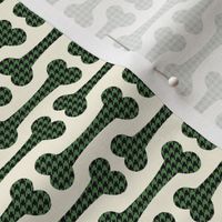 ( small ) Houndstooth, check, dog, bones, green 