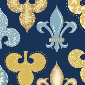 Fleur de lys - dark blue - large