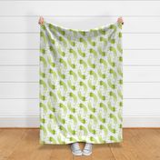 playful cat large - lime and honeydew colors - portrait - stylized cat wallpaper and fabric