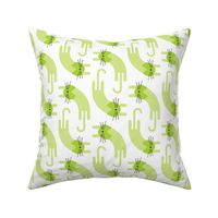 playful cat - lime and honeydew colors - portrait - stylized cat wallpaper and fabric