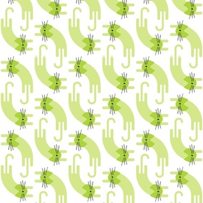 playful cat - lime and honeydew colors - portrait - stylized cat wallpaper and fabric