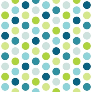 peacock and lime dots - playful cat coordinate - dots wallpaper and fabric