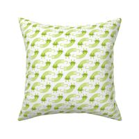 playful cat small - lime and honeydew colors - landscape - stylized cat wallpaper and fabric