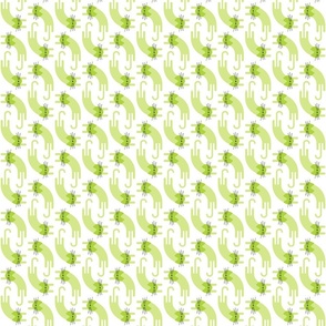 playful cat small - lime and honeydew colors - portrait - stylized cat wallpaper and fabric