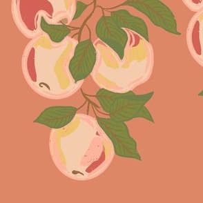 Hand Drawn Apples, Fruit Trees, Fruit Branches, Pink Apples, Peach and Yellow, Green Leaves, Kitchen Decor, Nursery Decor 