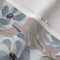 Medium - Pastel Blue Florals Print - Mauve