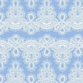 alencon lace on light blue small scale 6"