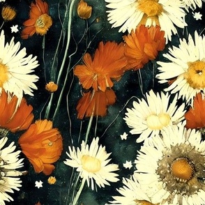 orange and navy wheat centered daisies