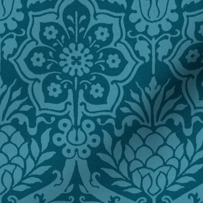 Day's Damask, peacock blue