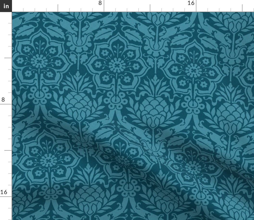 Day's Damask, peacock blue