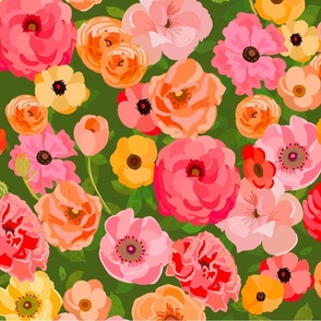 Spring Poppies - Pink, Yellow, Orange