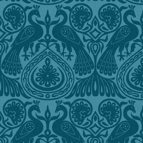 medieval peacocks, peacock blue