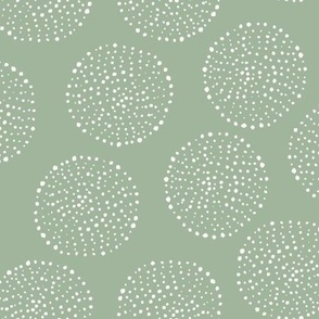 splash circle dots random on celadon sage green MEDIUM