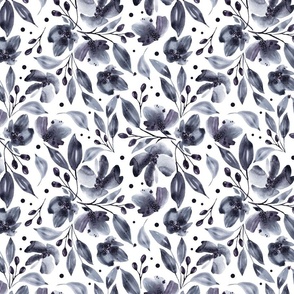 Mona Floral-Watercolor Gray on white