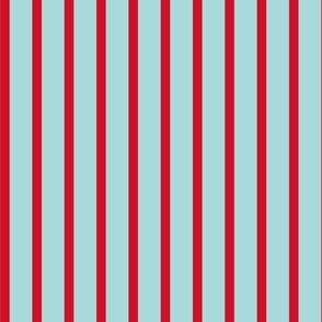 Bright red and teal vertical summer stripes 