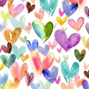 Watercolor Juvi Hearts - Bright