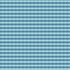 Micro teal and light blue gingham picnic plaid