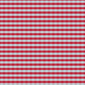 Micro teal and red gingham picnic plaid