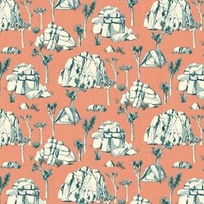 Joshua Tree Toile - small - green on coral