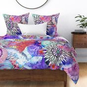 Mythical fable fantasy bright floral large scale for home decor