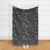 Tangled Bloom in Silver Smoke Grey Black Large Scale