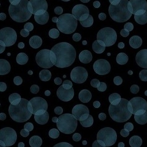 Aqua Bubbles/Circles//4x4//Translucent aqua blue on black background