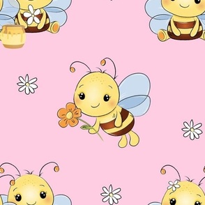 Honey Bumble Bee Pink Floral Baby Girl Nursery 