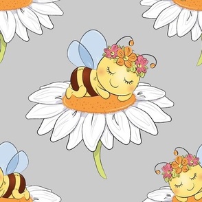 Bumble Bee Floral Gray Nursery Girl 