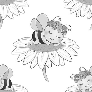 Bumble Bees Floral Gray Baby Nursery Girl 