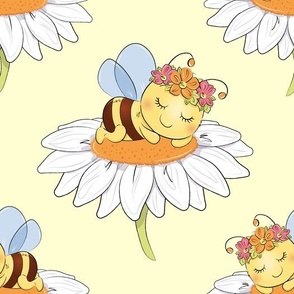 Bumble Bees Floral Yellow Baby Girl Nursery 