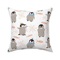 Penguins having fun- white background 