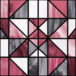 Stained Glass - Pink & Grey - Large Scale