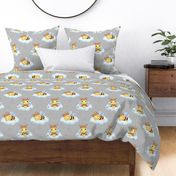 Bumble Bee Floral Cloud Girl Nursery Gray