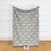 Bumble Bee Floral Cloud Girl Nursery Gray