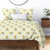 Bumble Bee Floral Cloud Baby Girl Nursery Yellow