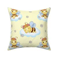 Bumble Bee Floral Cloud Baby Girl Nursery Yellow
