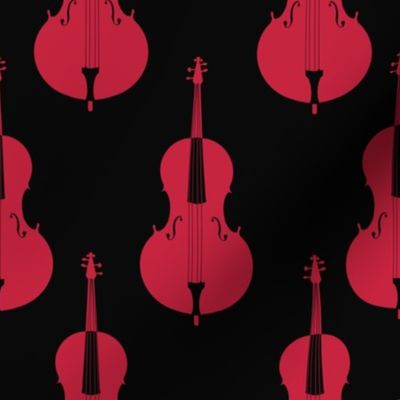 Red cellos on black