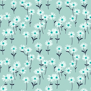 Daisy Flower - Aqua Blue/Mint Green (medium scale)