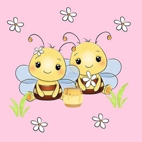 Honey Bumble Bees Floral Pink Baby Girl Nursery