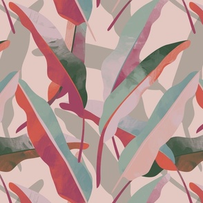 Palm Fronds green pink