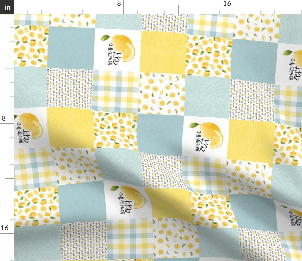 3 inch Lemon//You're the Zest - Wholecloth Cheater Quilt - Rotated