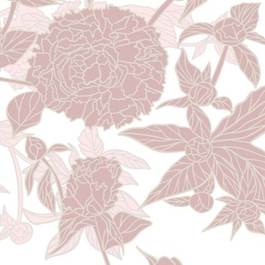 A branch of peonies - 'peony branch' - Peonies - elegant floral - deep blush pale pink
