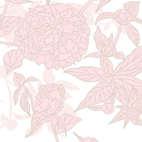 Peony Wallpaper  - pale pink Peony Wallpaper - Peony Branch