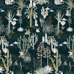 whimsical cactus nighty landscape - S