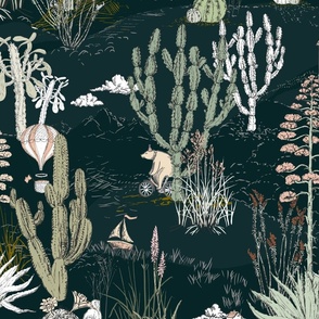 whimsical cactus nighty landscape - M
